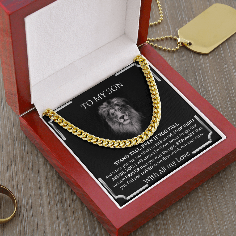 Son Gift from Mom, Gift from Dad, Sentimental Encouragement Promise Necklace, 14K Yellow Gold Over Stainless Steel, Birthday, Graduation, Christmas Gift