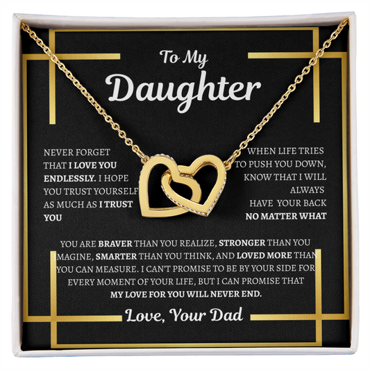 To My Daughter Necklace from DAD – Heart Necklace with Love Message Card – Christmas & Birthday Father Daughter Gift