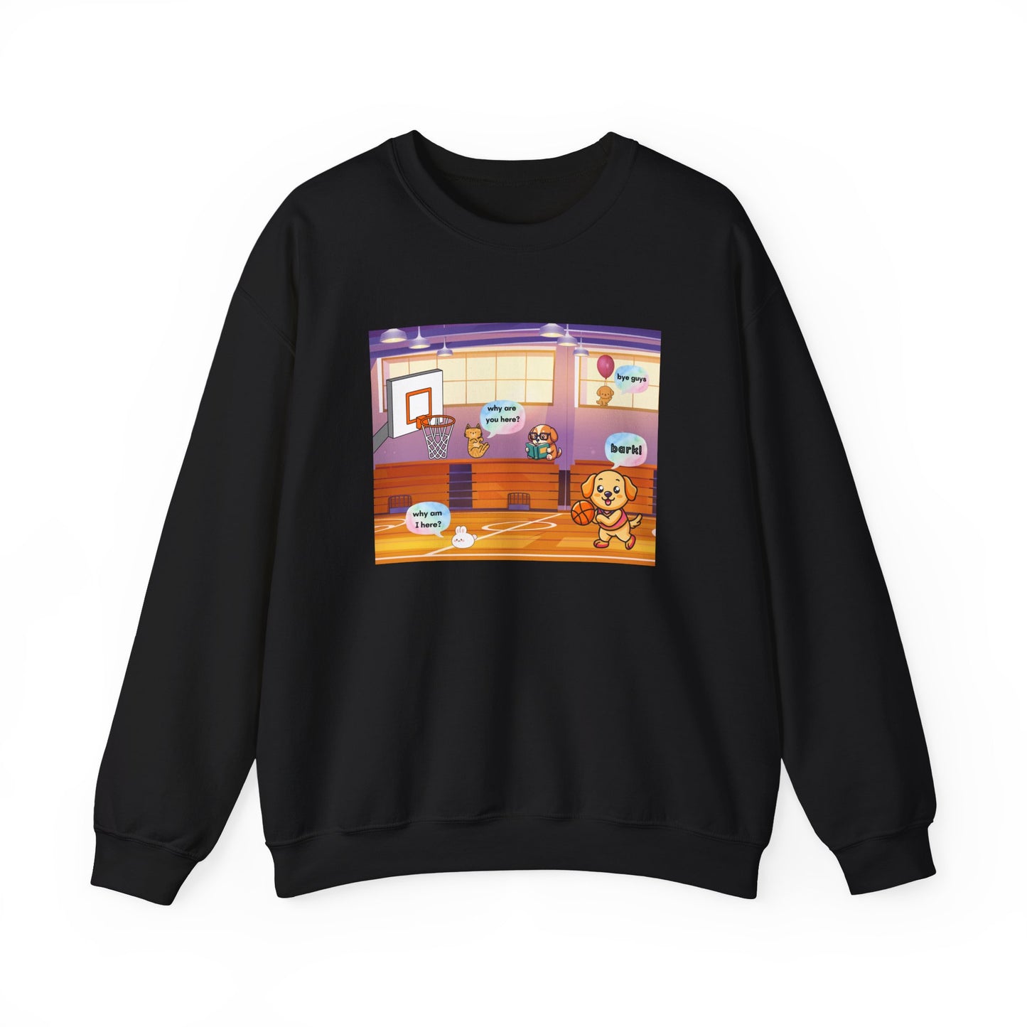 Crewneck Sweatshirt — Cute Gym Cartoon "Good Vibes" Design