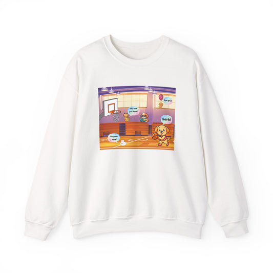 Crewneck Sweatshirt — Cute Gym Cartoon "Good Vibes" Design