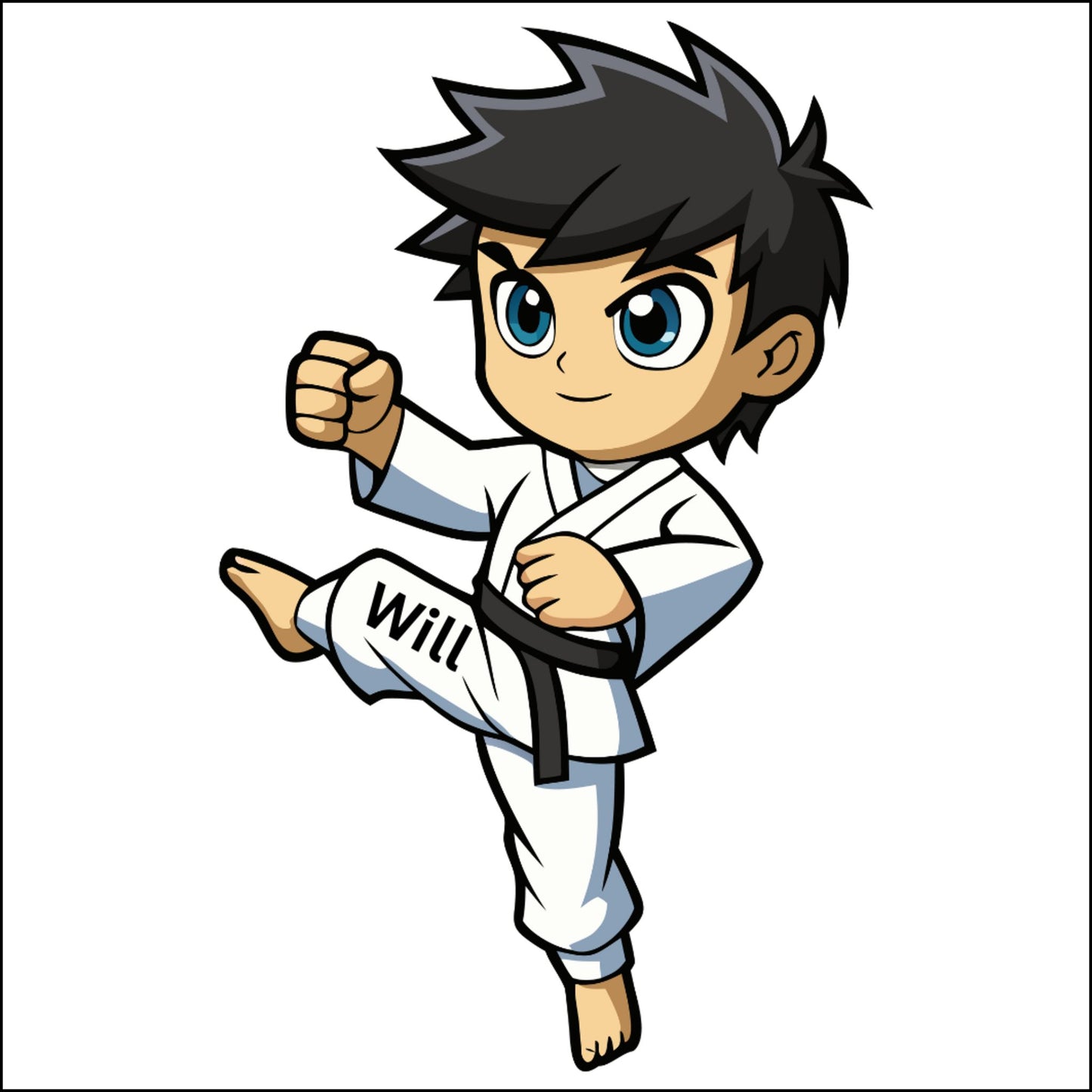 Personalized Karate Kid Acrylic Ornament — Custom Name Taekwondo Keepsake