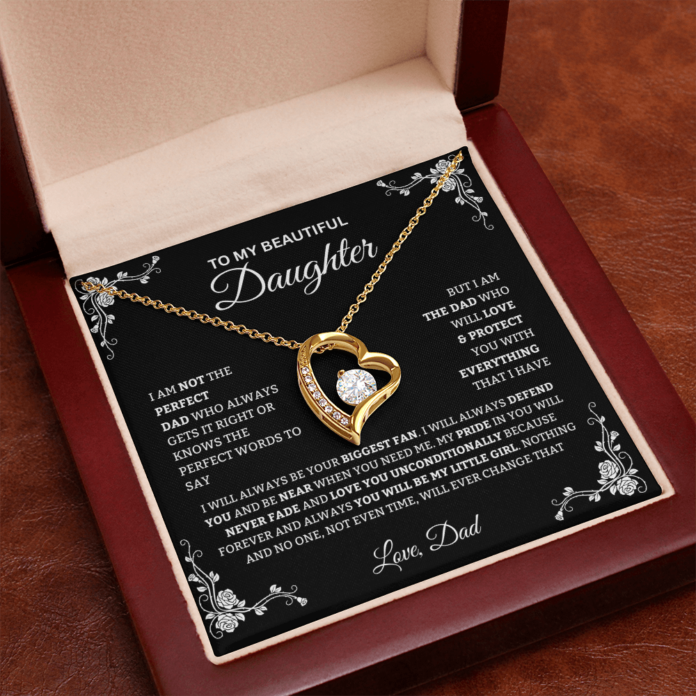 To My Daughter Christmas Necklace from DAD, Heart Pendant Gift Set, Sentimental Father Daughter Gift, Dad to Daughter Jewelry, Message Card