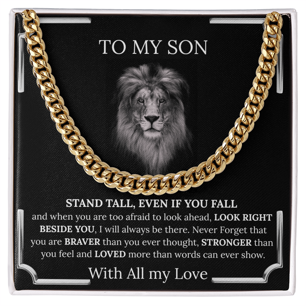 Son Gift from Mom, Gift from Dad, Sentimental Encouragement Promise Necklace, 14K Yellow Gold Over Stainless Steel, Birthday, Graduation, Christmas Gift