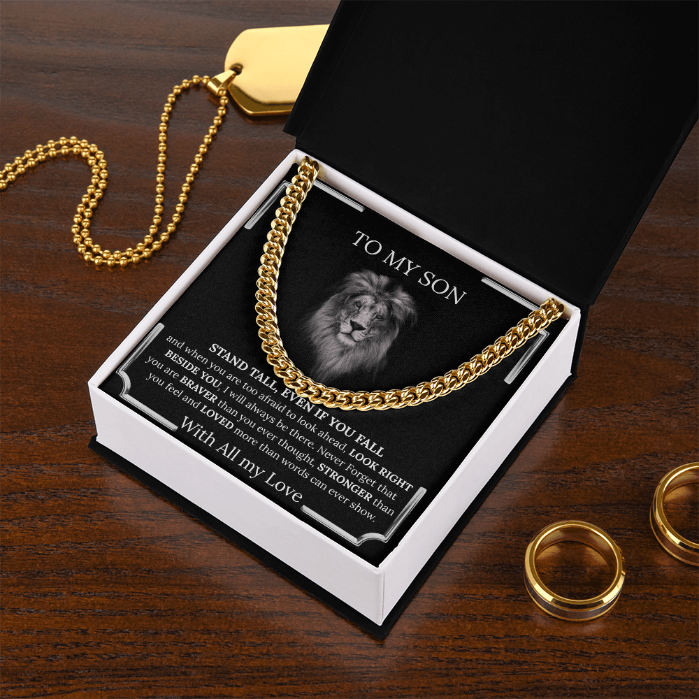 Son Gift from Mom, Gift from Dad, Sentimental Encouragement Promise Necklace, 14K Yellow Gold Over Stainless Steel, Birthday, Graduation, Christmas Gift