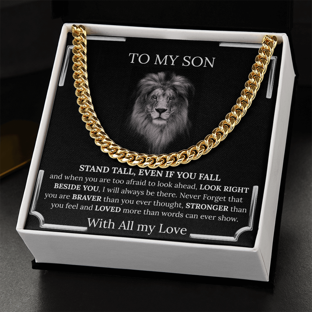 Son Gift from Mom, Gift from Dad, Sentimental Encouragement Promise Necklace, 14K Yellow Gold Over Stainless Steel, Birthday, Graduation, Christmas Gift