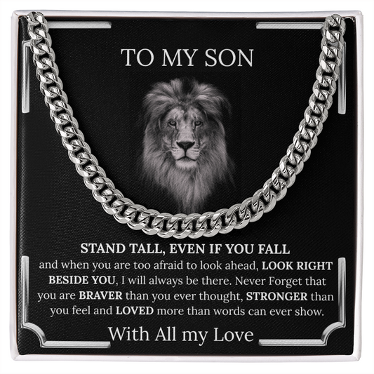 Son Gift from Mom, Gift from Dad, Sentimental Encouragement Promise Necklace, 14K Yellow Gold Over Stainless Steel, Birthday, Graduation, Christmas Gift