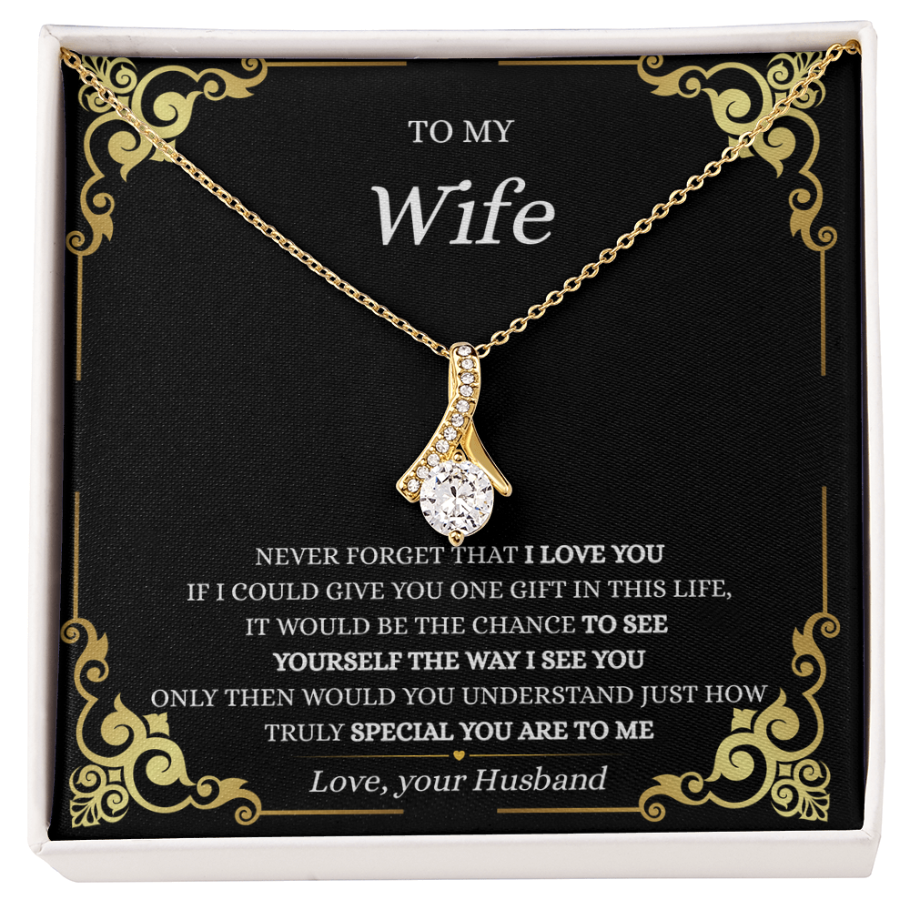 Wife Gift from Husband, Sentimental Necklace, See Yourself The Way I See You Jewelry, 14K White or 18K Yellow Gold Finish