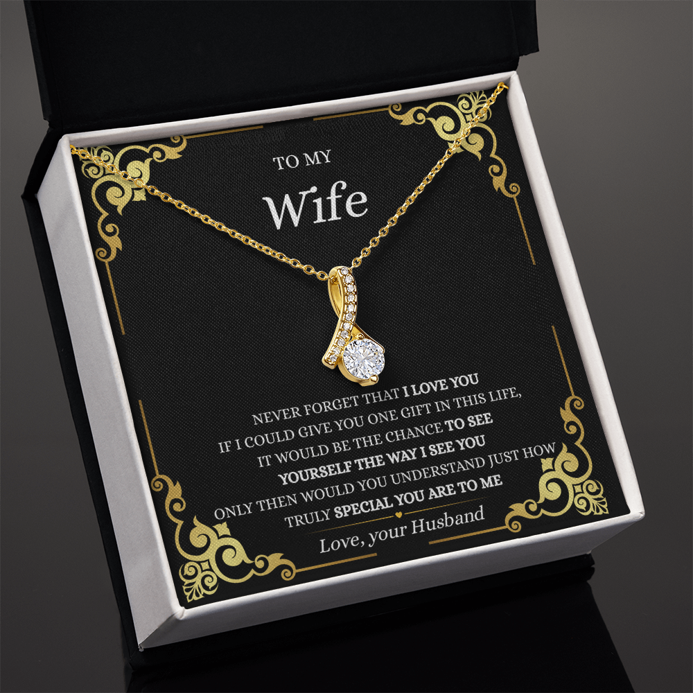 Wife Gift from Husband, Sentimental Necklace, See Yourself The Way I See You Jewelry, 14K White or 18K Yellow Gold Finish
