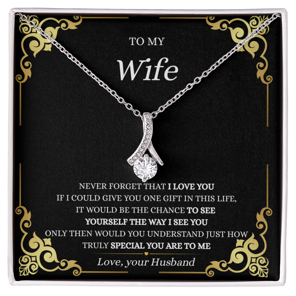 Wife Gift from Husband, Sentimental Necklace, See Yourself The Way I See You Jewelry, 14K White or 18K Yellow Gold Finish