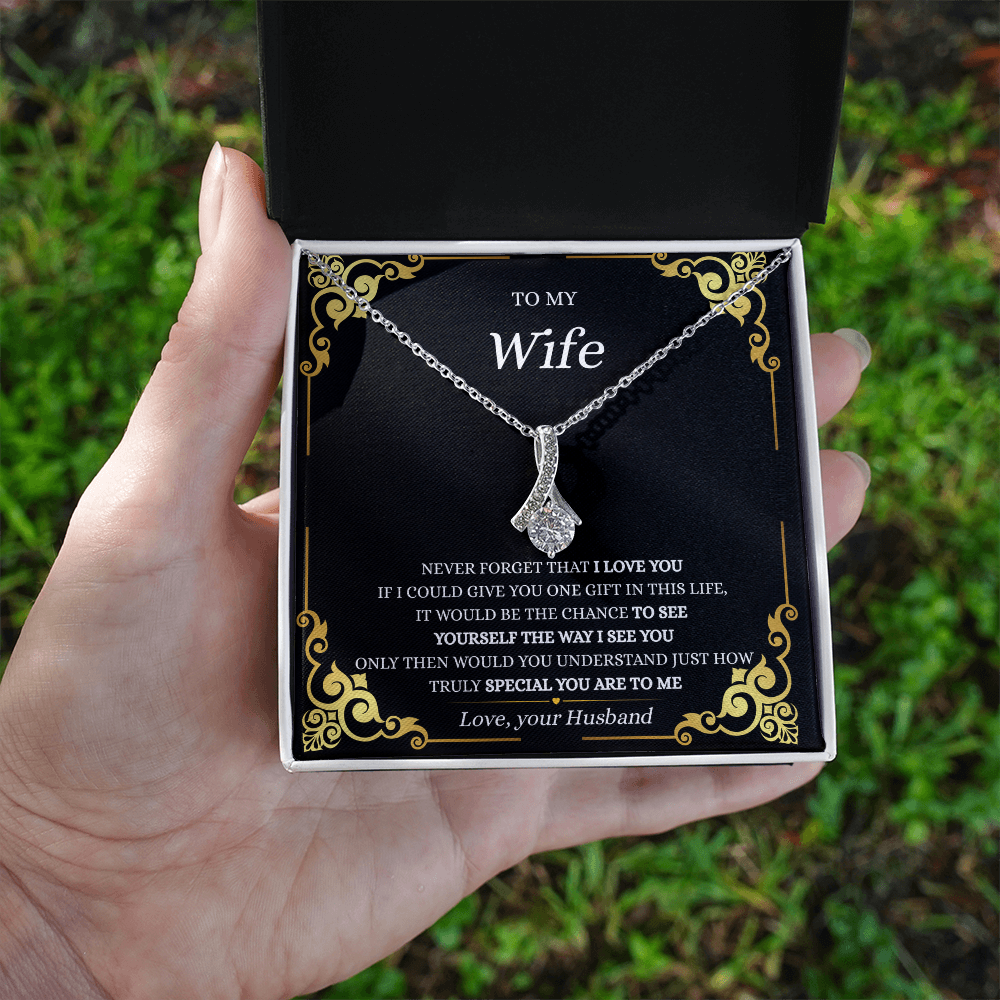 Wife Gift from Husband, Sentimental Necklace, See Yourself The Way I See You Jewelry, 14K White or 18K Yellow Gold Finish