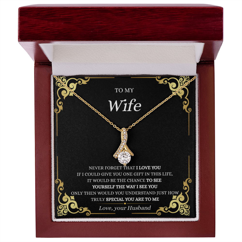 Wife Gift from Husband, Sentimental Necklace, See Yourself The Way I See You Jewelry, 14K White or 18K Yellow Gold Finish