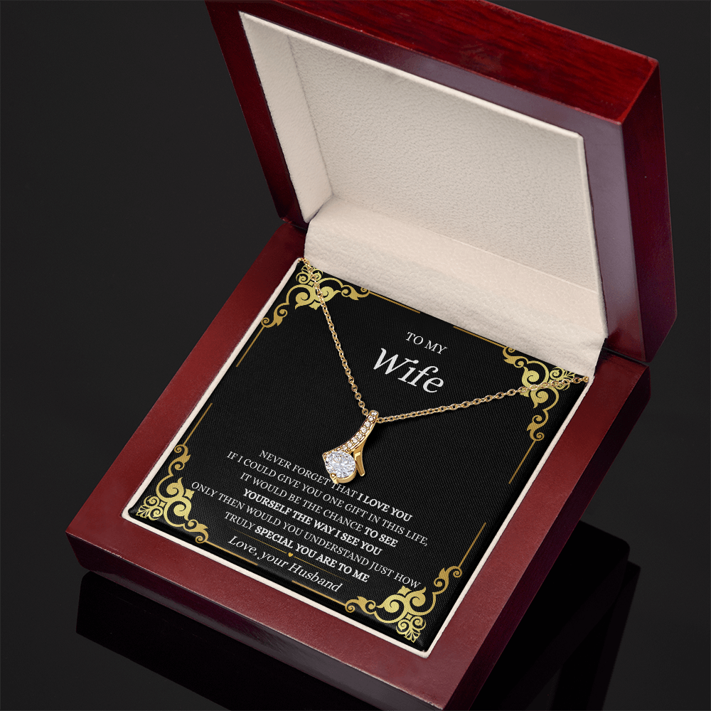 Wife Gift from Husband, Sentimental Necklace, See Yourself The Way I See You Jewelry, 14K White or 18K Yellow Gold Finish