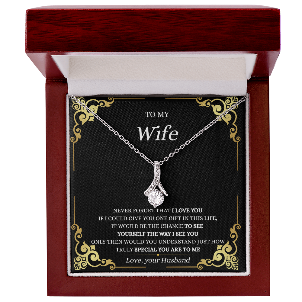 Wife Gift from Husband, Sentimental Necklace, See Yourself The Way I See You Jewelry, 14K White or 18K Yellow Gold Finish