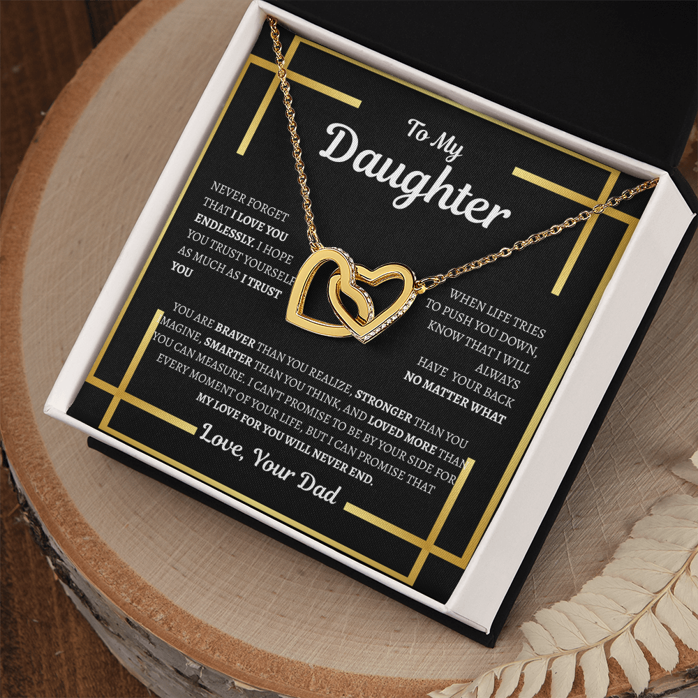 To My Daughter Necklace from DAD – Heart Necklace with Love Message Card – Christmas & Birthday Father Daughter Gift