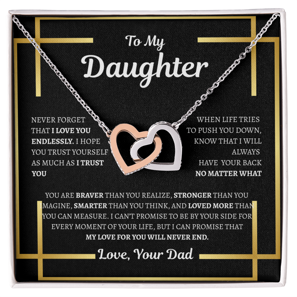 To My Daughter Necklace from DAD – Heart Necklace with Love Message Card – Christmas & Birthday Father Daughter Gift