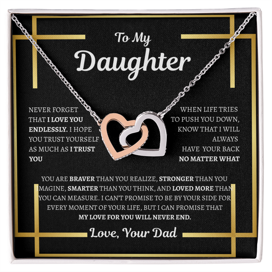 To My Daughter Necklace from DAD – Heart Necklace with Love Message Card – Christmas & Birthday Father Daughter Gift