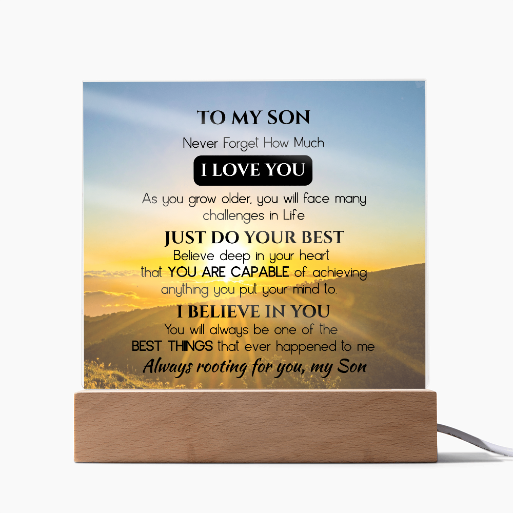 To My Son Acrylic Plaque Gift from Dad, Gift from Mom - Motivational Keepsake for Son's Birthday, Graduation, or Christmas