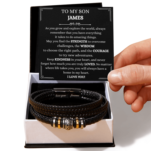 "To My Son" Leather Bracelet Gift from Parents