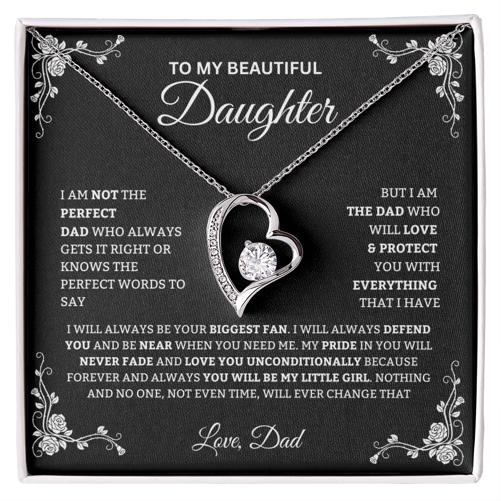 To My Daughter Christmas Necklace from DAD, Heart Pendant Gift Set, Sentimental Father Daughter Gift, Dad to Daughter Jewelry, Message Card