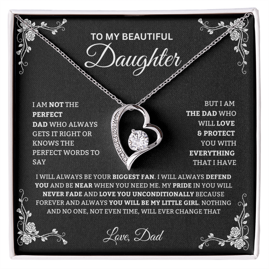 To My Daughter Christmas Necklace from DAD, Heart Pendant Gift Set, Sentimental Father Daughter Gift, Dad to Daughter Jewelry, Message Card