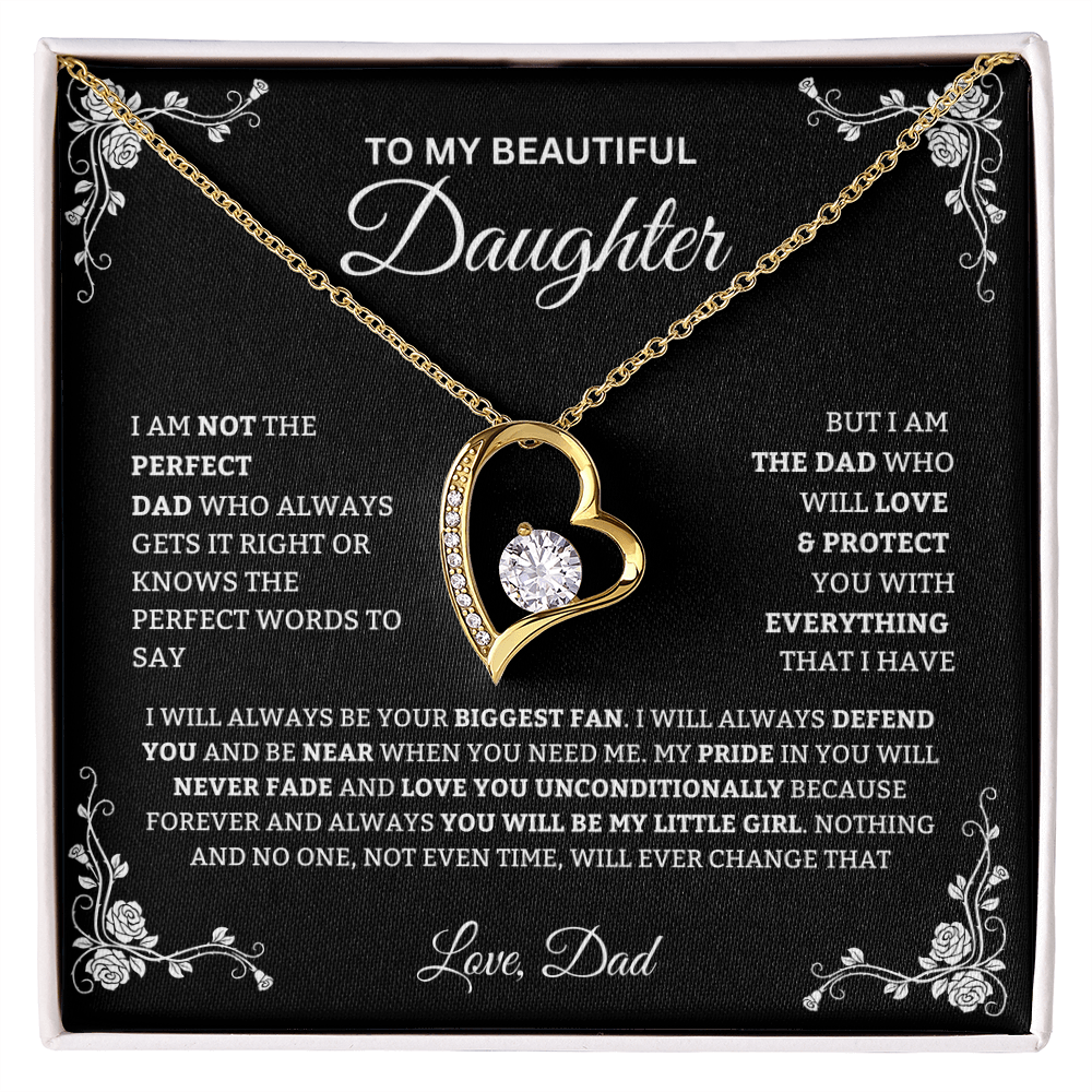To My Daughter Christmas Necklace from DAD, Heart Pendant Gift Set, Sentimental Father Daughter Gift, Dad to Daughter Jewelry, Message Card