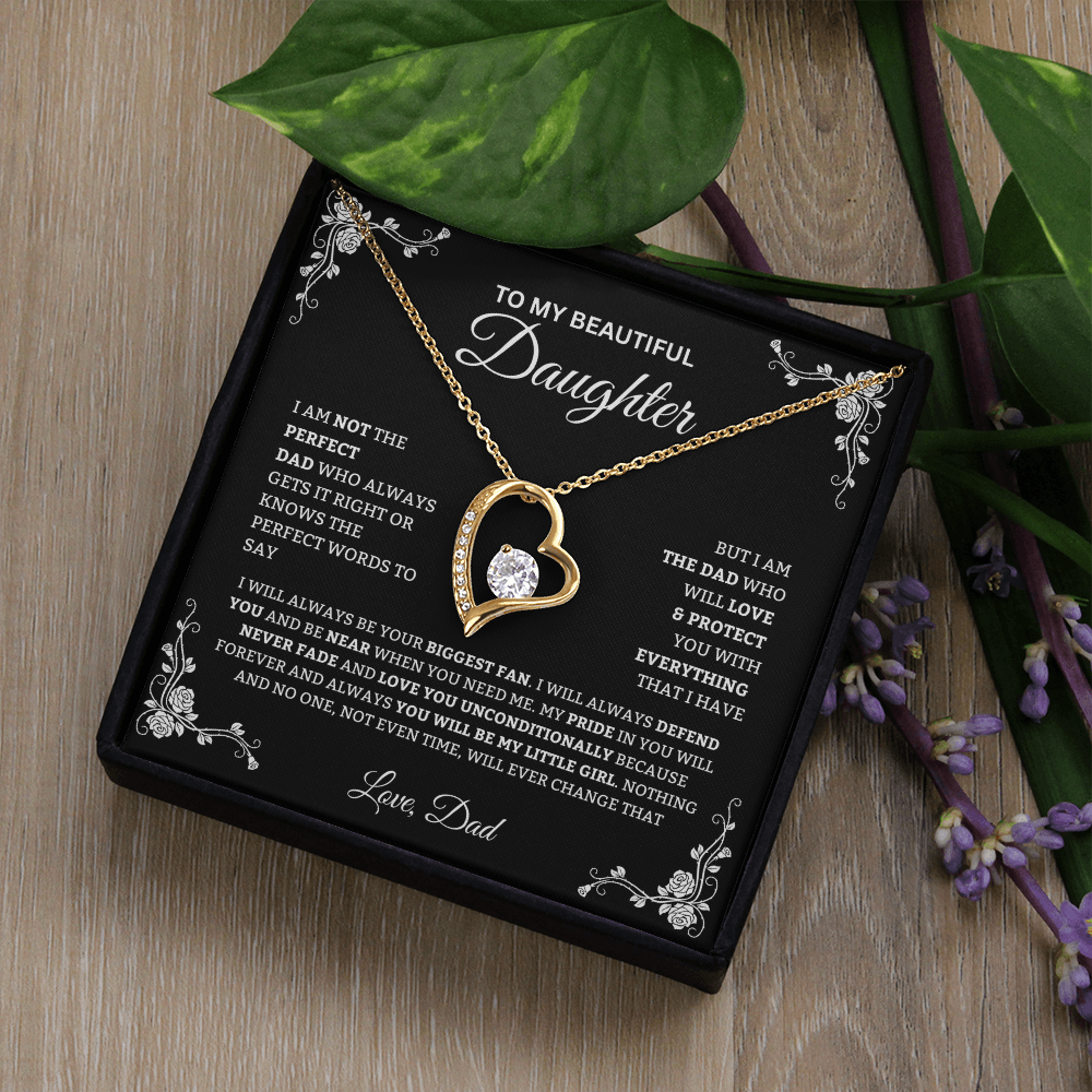 To My Daughter Christmas Necklace from DAD, Heart Pendant Gift Set, Sentimental Father Daughter Gift, Dad to Daughter Jewelry, Message Card