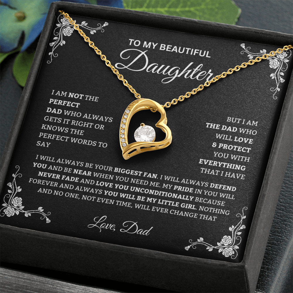 To My Daughter Christmas Necklace from DAD, Heart Pendant Gift Set, Sentimental Father Daughter Gift, Dad to Daughter Jewelry, Message Card