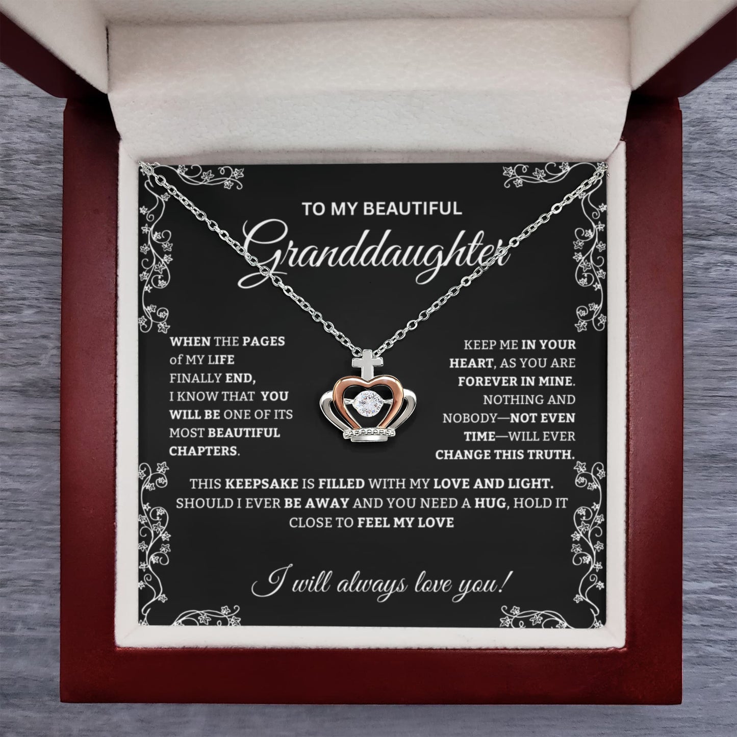 To My Beautiful Granddaughter Crown Pendant Necklace